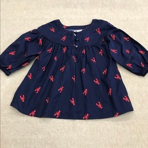 Old Navy Lobster Crawfish Blouse 
3/4 Sleeve w/ 3 Button Neckline
Size 5 / 5T